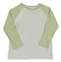 Bílo-zelené triko H&M