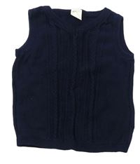 Tmavomodrá svetrová vesta s copánkovým vzorem zn. H&M