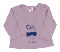 Růžové triko s králíkem s mašlí Zara