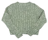 Khaki melírovaný žebrovaný crop svetr H&M