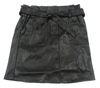 Černá koženková sukně s páskem Primark