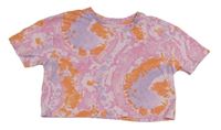 Růžovo-fialovo-oranžové batikované crop tričko Primark