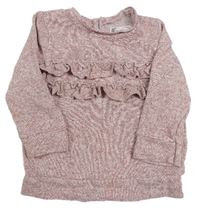 Růžová úpletová mikina s volánky Primark