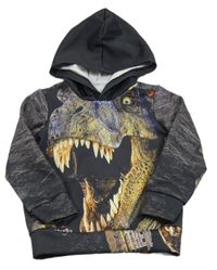 Černo-šedá mikina s dinem a kapucí 