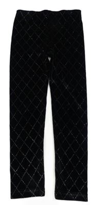 Černé sametové vzorované třpytivé legíny Little kids