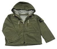 Khaki šusťáková jarní bunda s kapucí 