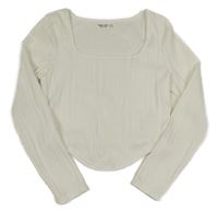 Bílé žebrované crop triko Shein