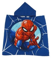 Tmavomodré osuškové pončo se Spidermanem a kapucí 