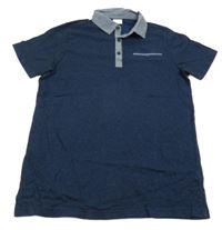 Tmavomodro-černé melírované polo tričko F&F