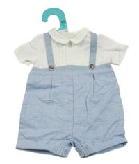 Nové - Bílo-světlemodrý overal s límečkem Primark