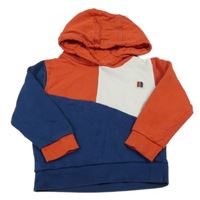 Červeno-modro-bílá mikina s kapucí Next