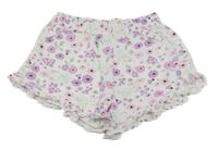 Bílo-lila-růžové květované kraťasy