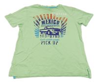 Světlezelené tričko s autem a nápisy S. Oliver