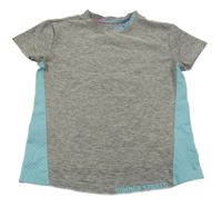 Šedo-světlemodré melírované sportovní tričko s nápisem Active touch 