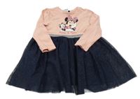 Světlerůžovo-tmavomodré šaty s Minnie a tylovou sukní Disney