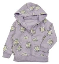 Lila květovaná propínací mikina s kapucí George