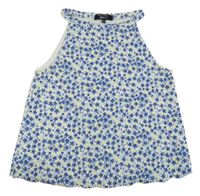 Bílo-modro-žlutý květovaný crop top New Look