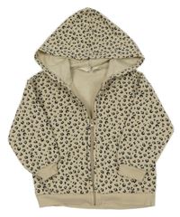 Béžovo-černá propínací mikina s leopardím vzorem a kapucí H&M