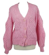 Dámský světlerůžový vzorovaný propínací svetr F&F