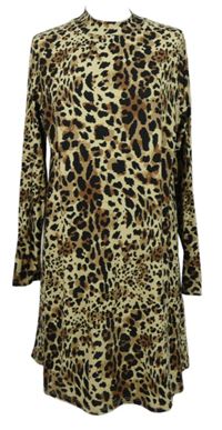 Dámské béžovo-černo-hnědé vzorované šaty Papaya 