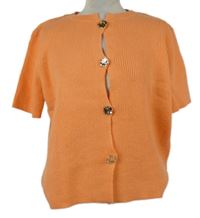 Dámský oranžový propínací svetr s krátkými rukávy 