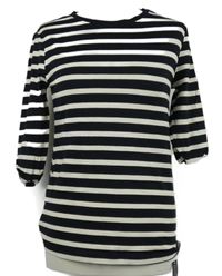 Dámské černo-smetanové pruhované triko Dunnes 