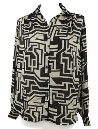 Dámská černo-béžová vzorovaná halenka H&M