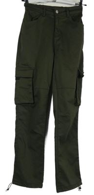 Dámské khaki plátěné cargo kalhoty s kapsami Select 