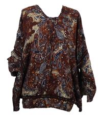 Dámská karmínovo-tmavomodrá vzorovaná halenka Cecil 