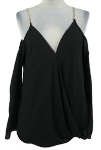 Dámská černá šifonová halenka s volnými rameny New Look 