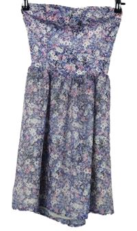 Dámské fialové kytičkované šaty Bershka