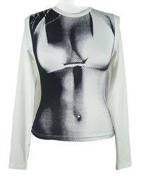 Dámské bílo-černé triko s potiskem Shein 