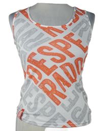 Dámský bílo-červeno-šedý top s nápisy Desperados 