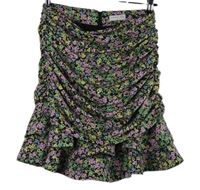 Dámská černo-barevná kytičkovaná řasená sukně Loavies 