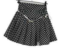 Nové - Dámská černá puntíkovaná skládaná sukně s páskem 