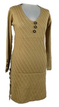 Dámské béžové vzorované svetrové šaty Sheilay 