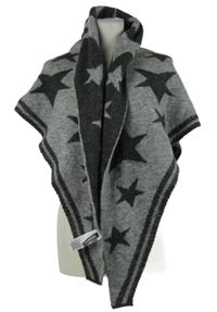 Dámská šedo-tmavošedá třpytivá hvězdičkovaná třícípá šála Street One