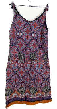 Dámské tmavomodro-červené vzorované šaty Wallis 