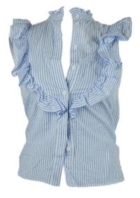 Dámská světlemodro-bílá pruhovaná halenka s volánky Topshop 