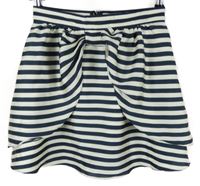 Dámská bílo-tmavomodrá pruhovaná saténová sukně H&M