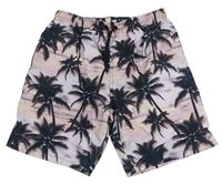 Světlerůžové melírované plážové kraťasy s palmami Primark