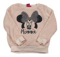 Světlerůžová chlupatá mikina s Minnie Disney