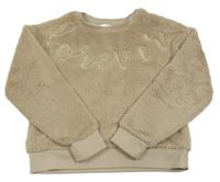 Béžová kožešinová mikina s nápisem River Island