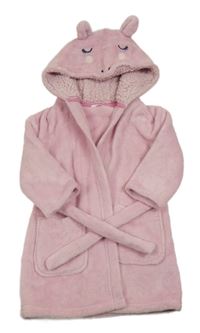Světlerůžový chlupatý župan s kapucí- jednorožec M&S