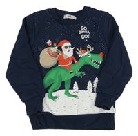 Tmavomodro-bílá mikina se Santa clausem C&A