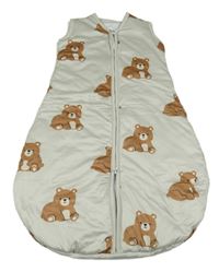 Světlebéžový zateplený spací pytel s medvědy