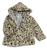 Světlerůžová kožešinová zateplená bunda s flíčky a kapucí 