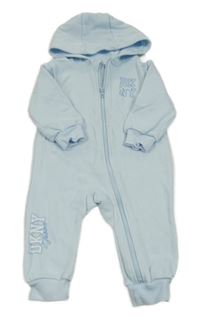 Světlemodrá tepláková kombinéza s logem a kapucí DKNY