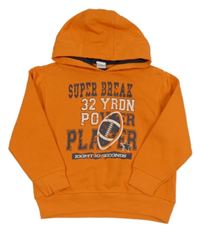 Oranžová mikina s nápisem a kapucí Pocopiano