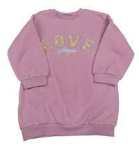 Růžové teplákové šaty s nápisem Matalan